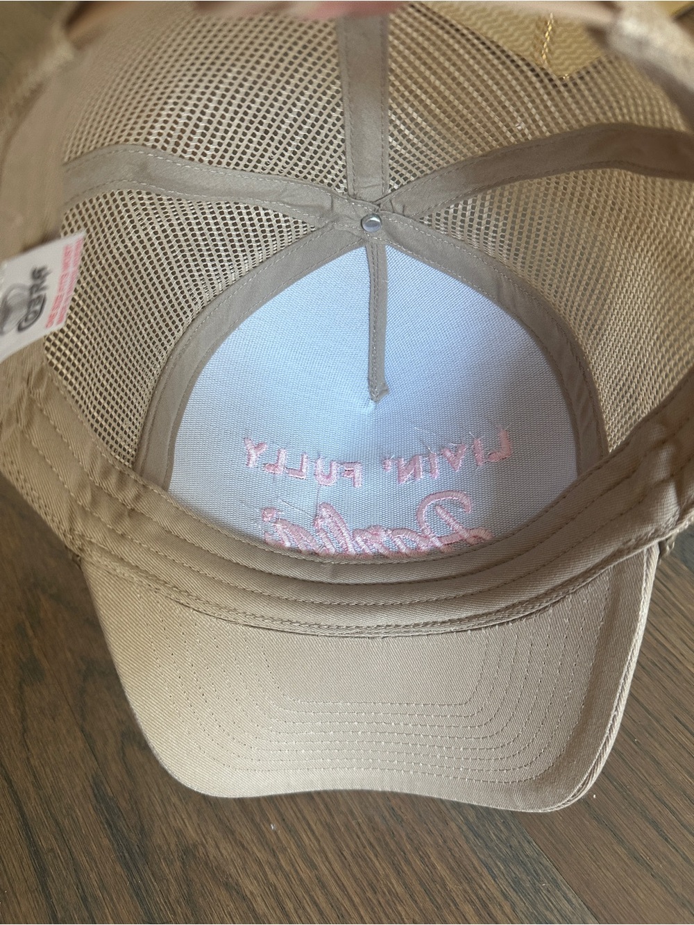 Living Fully Co Women’s Beige Mesh Trucker Hat - Picture 3 of 3